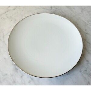 Vintage Noritake Colony 5932 China Japan Dinner Plate White Platinum Trim 10.5"